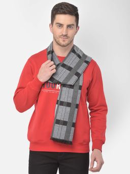 CAZZANO - Men Checked Acrylic Winter Scarf Grey