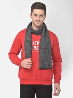 CAZZANO - Men Printed Acrylic Winter Scarf Grey
