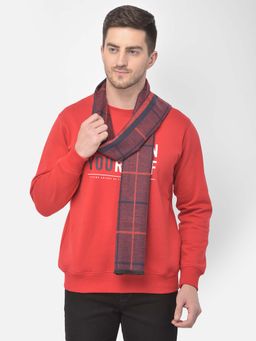 CAZZANO - Men Checked Acrylic Winter Scarf Maroon