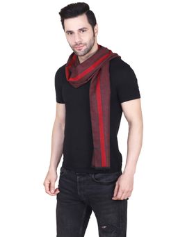 CAZZANO - Men Striped Woolen Maroon Scarf