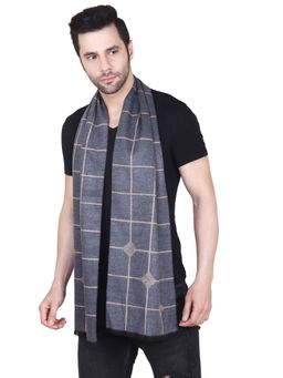 CAZZANO - Men Checked Woolen Grey Scarf