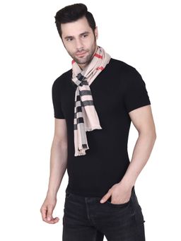 CAZZANO - Men Striped Woolen Cream Scarf