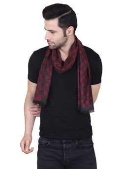 CAZZANO - Men Checked Woolen Red Scarf