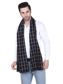 CAZZANO - Men Checked Woolen Black Scarf