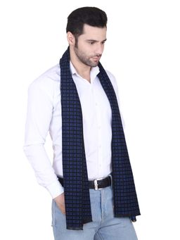 CAZZANO - Men Checked Woolen Blue Scarf