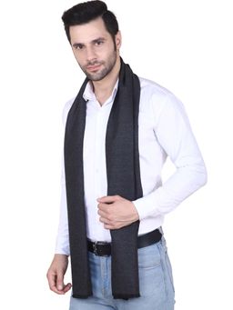 CAZZANO - Men Solid Woolen Black Scarf