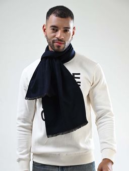 CAZZANO - Men Solid Woolen Navy Scarf