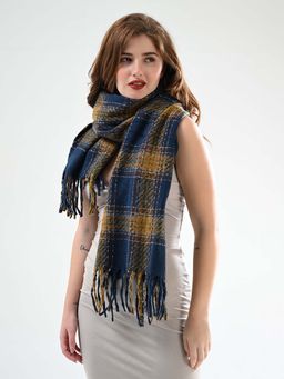 CAZZANO - Women Checks Navy Blue Scarves