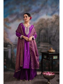 MEESA - Jamani Purple Kurta with Sharara and Dupatta