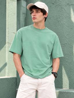 Bewakoof - Men's Iceberg Green Oversized T-shirt