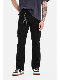 Snitch - Black Denim Straight Casual Jeans for Men