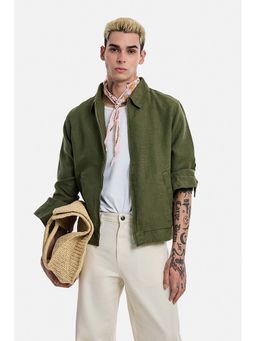 Snitch - Olive Solid Full Sleeves Regular Bomber Jacket for Men