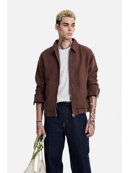 Snitch - Brown Solid Full Sleeves Regular Bomber Jacket for Men