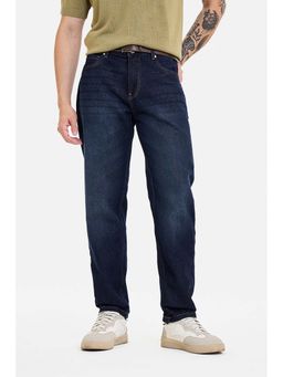 Snitch - Navy Blue Washed Relaxed Casual Jeans for Men