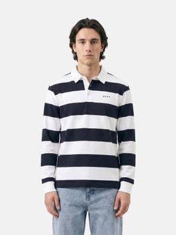 The Bear House - Multi-Color Cotton Collar Neck Full Sleeves Stripes Polo T-Shirt