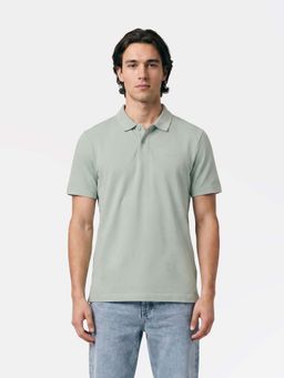 The Bear House - Green Cotton Collar Neck Half Sleeves Solid Polo T-Shirt