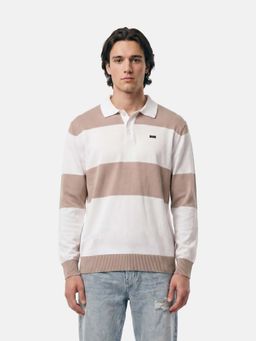 The Bear House - Multi-Color Cotton Collar Neck Full Sleeves Stripes Sweatshirt