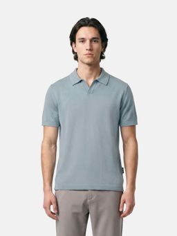 The Bear House - Green Cotton Collar Neck Half Sleeves Solid Polo T-Shirt
