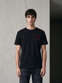 The Bear House - Black Cotton Crew Neck Half Sleeves Solid T-Shirt