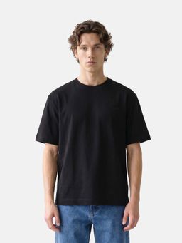 The Bear House - Black Cotton Crew Neck Half Sleeves Solid T-Shirt