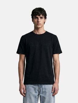 The Bear House - Black Cotton Crew Neck Half Sleeves Solid T-Shirt