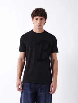 The Bear House - Black Cotton Crew Neck Half Sleeves Typography T-Shirt
