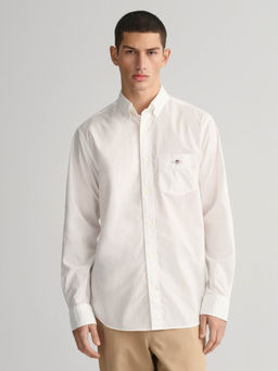 GANT - Men White Solid Collar Full Sleeves Casual Shirt