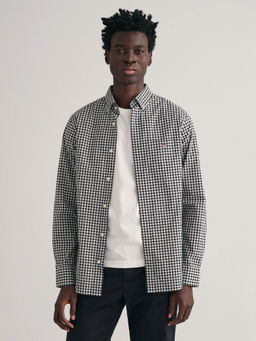 GANT - Men Black Checked Collar Full Sleeves Casual Shirt