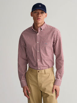 GANT - Men Red Checked Collar Full Sleeves Casual Shirt