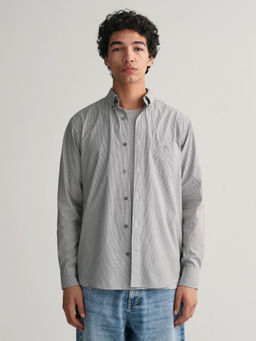 GANT - Men Grey Striped Collar Full Sleeves Casual Shirt