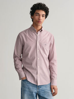 GANT - Men Purple Striped Collar Full Sleeves Casual Shirt