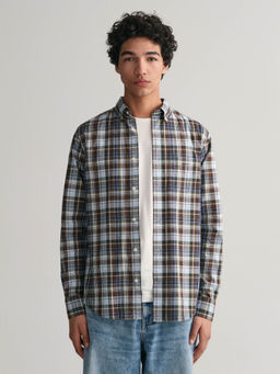 GANT - Men Brown Checked Collar Full Sleeves Casual Shirt