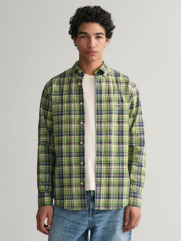 GANT - Men Green Checked Collar Full Sleeves Casual Shirt