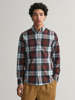 GANT - Men Brown Checked Collar Full Sleeves Casual Shirt