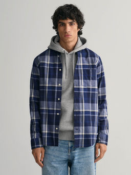 GANT - Men Blue Checked Full Sleeves Casual Shirt