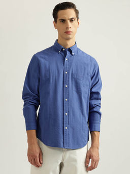 GANT - Men Blue Striped Collar Full Sleeves Casual Shirt