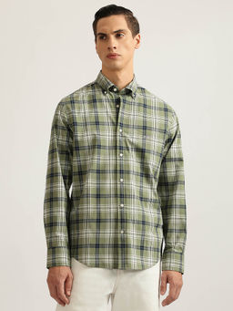 GANT - Men Green Checked Collar Full Sleeves Casual Shirt