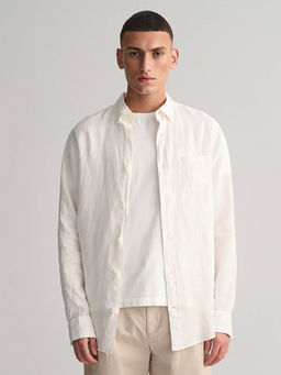 GANT - Men White Solid Collar Full Sleeves Casual Shirt