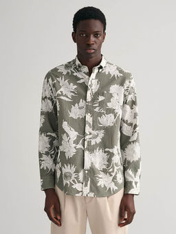 GANT - Men Grey Floral Collar Full Sleeves Casual Shirt