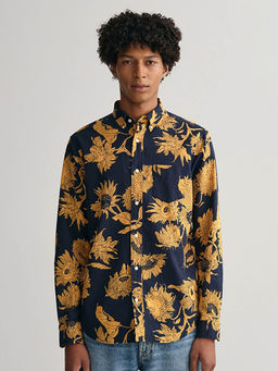 GANT - Men Blue Floral Collar Full Sleeves Casual Shirt
