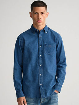 GANT - Men Blue Collar Full Sleeves Casual Shirt