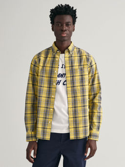 GANT - Men Yellow Checked Collar Full Sleeves Casual Shirt