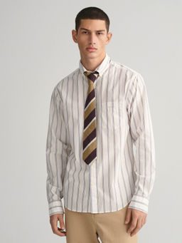 GANT - Men White Striped Collar Full Sleeves Casual Shirt
