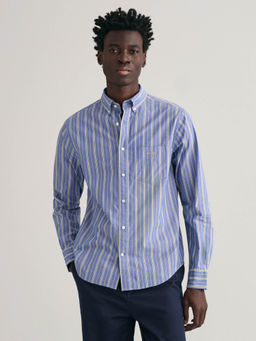 GANT - Men Blue Striped Collar Full Sleeves Casual Shirt