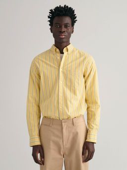 GANT - Men Yellow Striped Collar Full Sleeves Casual Shirt