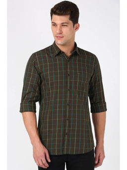 Peter England - Men Brown Slim Fit Check Casual Shirt