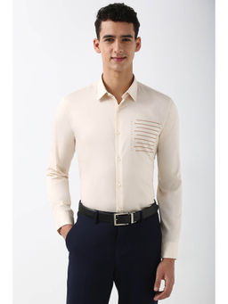 Peter England - Men Beige Slim Fit Formal Shirt