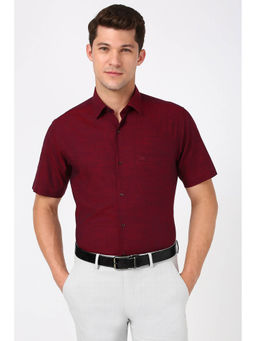 Peter England - Men Maroon Regular Fit Formal Shirt