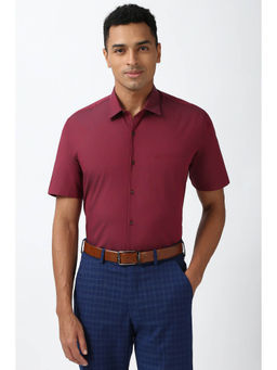 Peter England - Men Maroon Regular Fit Formal Shirt