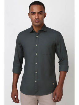 Peter England - Men Grey Slim Fit Solid Casual Shirt